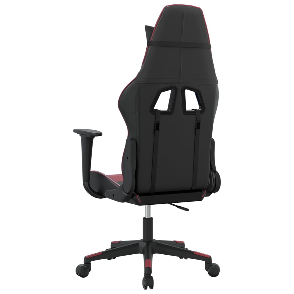 vidaXL Гейминг стол, черно и виненочервено, изкуствена кожа