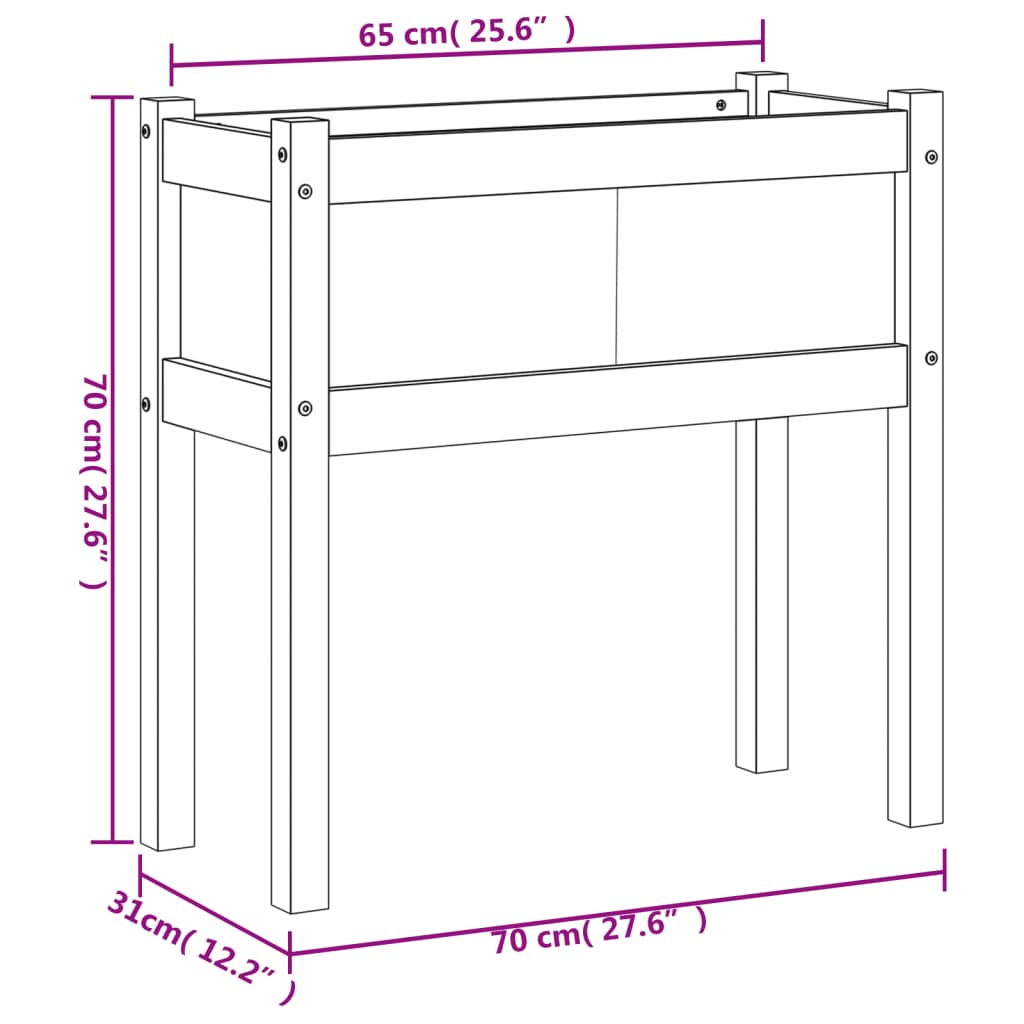 vidaXL Градинска кашпа с крака, 70x31x70 см, импрегниран бор