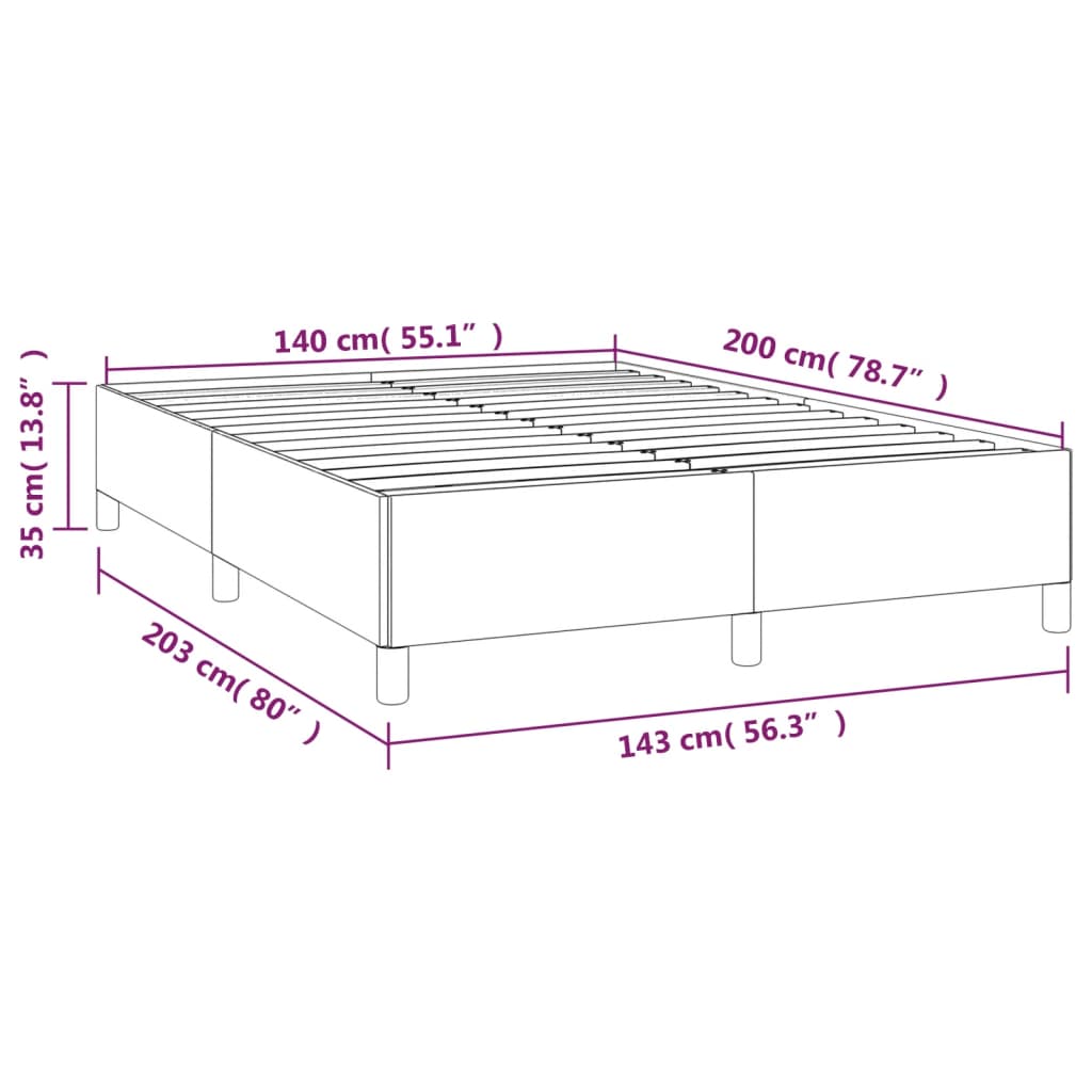 vidaXL Рамка за легло тъмносива 140x200 см плат