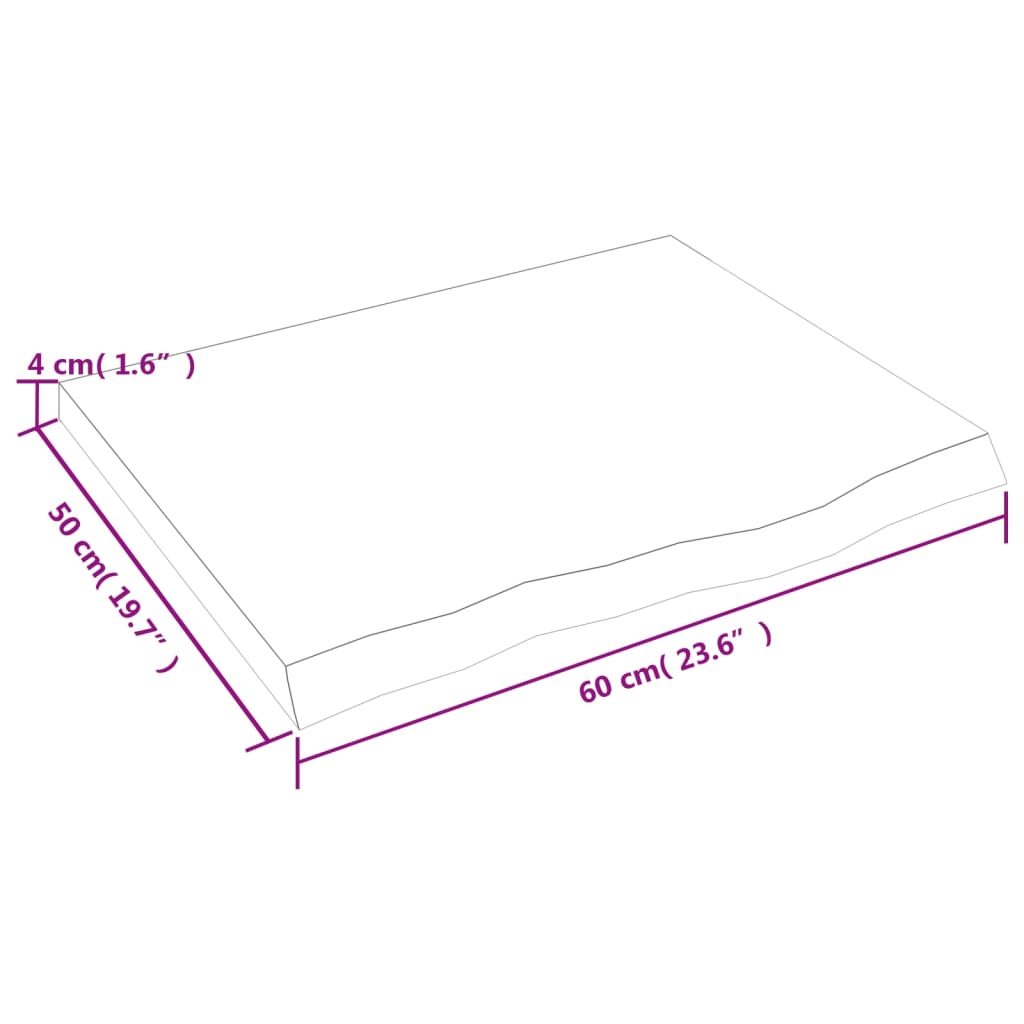 vidaXL Плот за баня 60x50x(2-4) см необработено масивно дърво