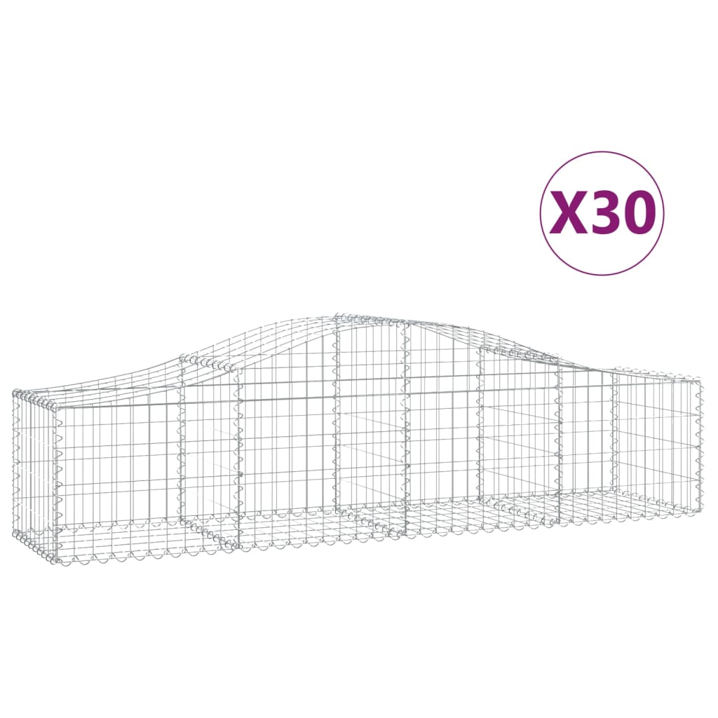 vidaXL Габионни кошници арка 30 бр 200x50x40/60 см поцинковано желязо