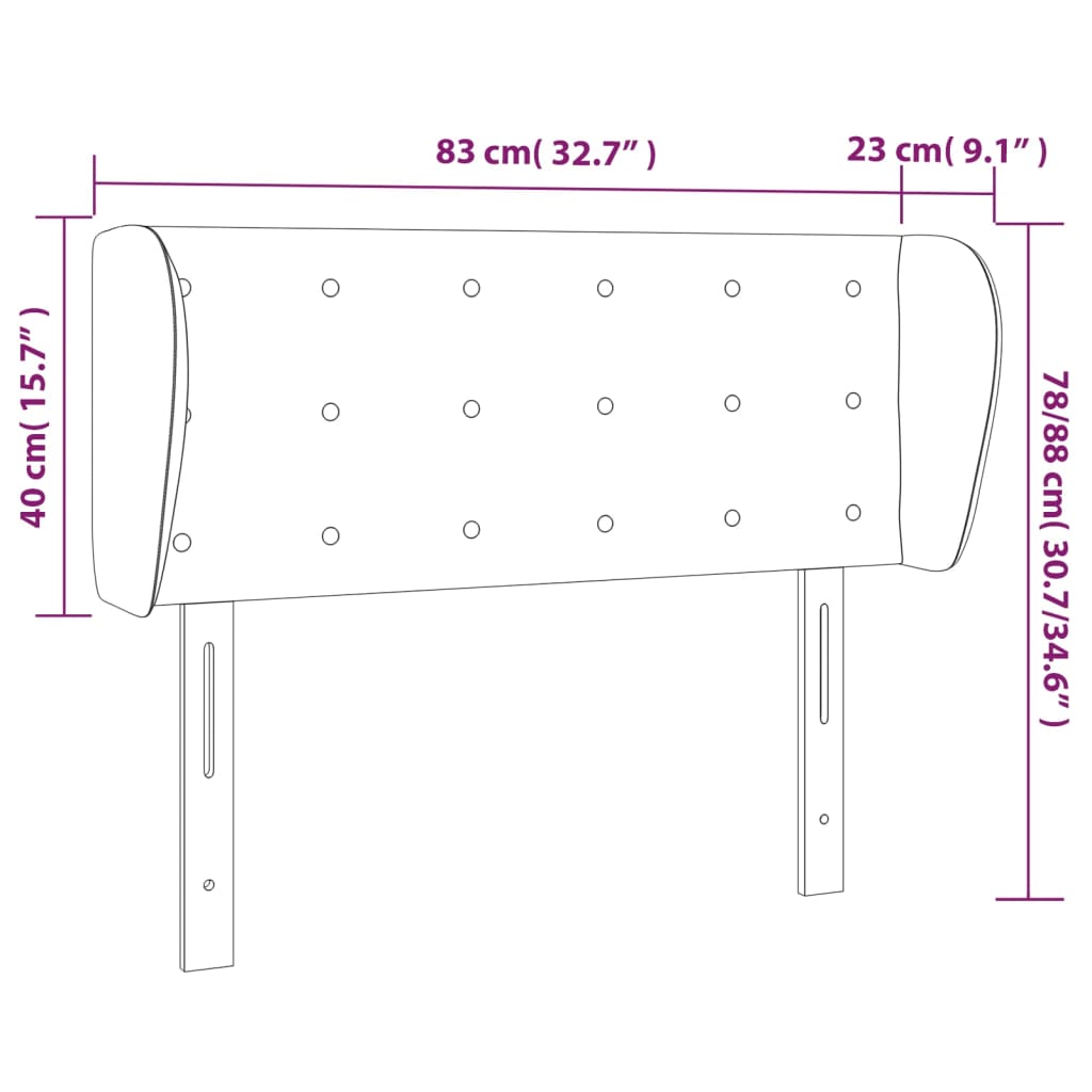 vidaXL Горна табла за легло с уши, светлосива,83x23x78/88 см, плат