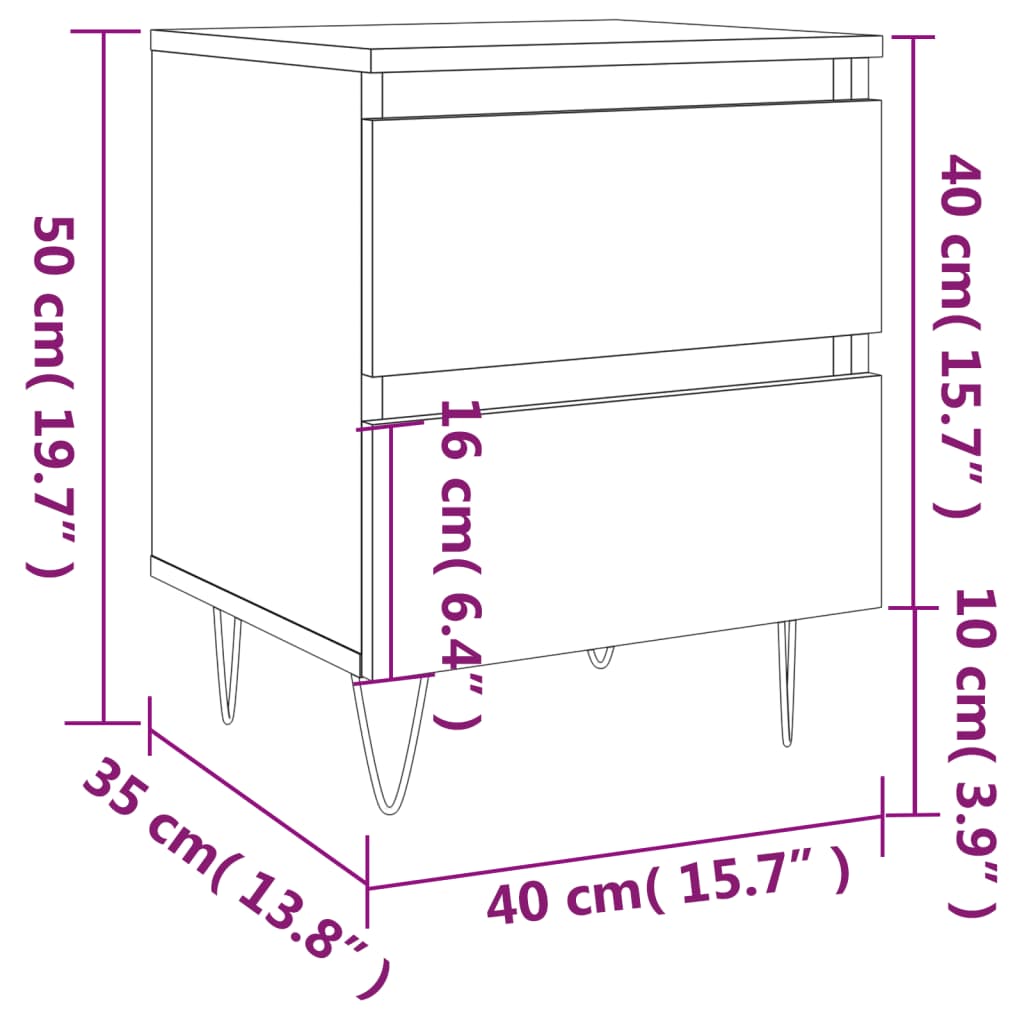 vidaXL Нощно шкафче, сонома дъб, 40x35x50 см, инженерно дърво