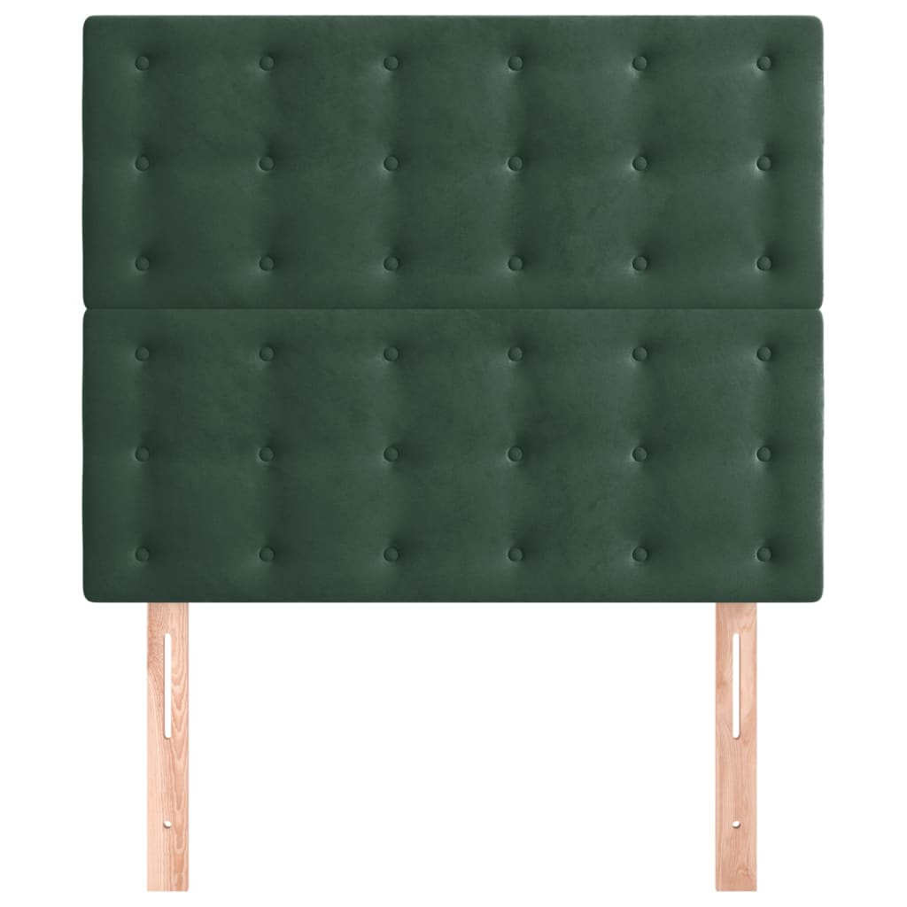 vidaXL Горни табли за легло, 2 бр, тъмнозелени, 80x5x78/88 см кадифе