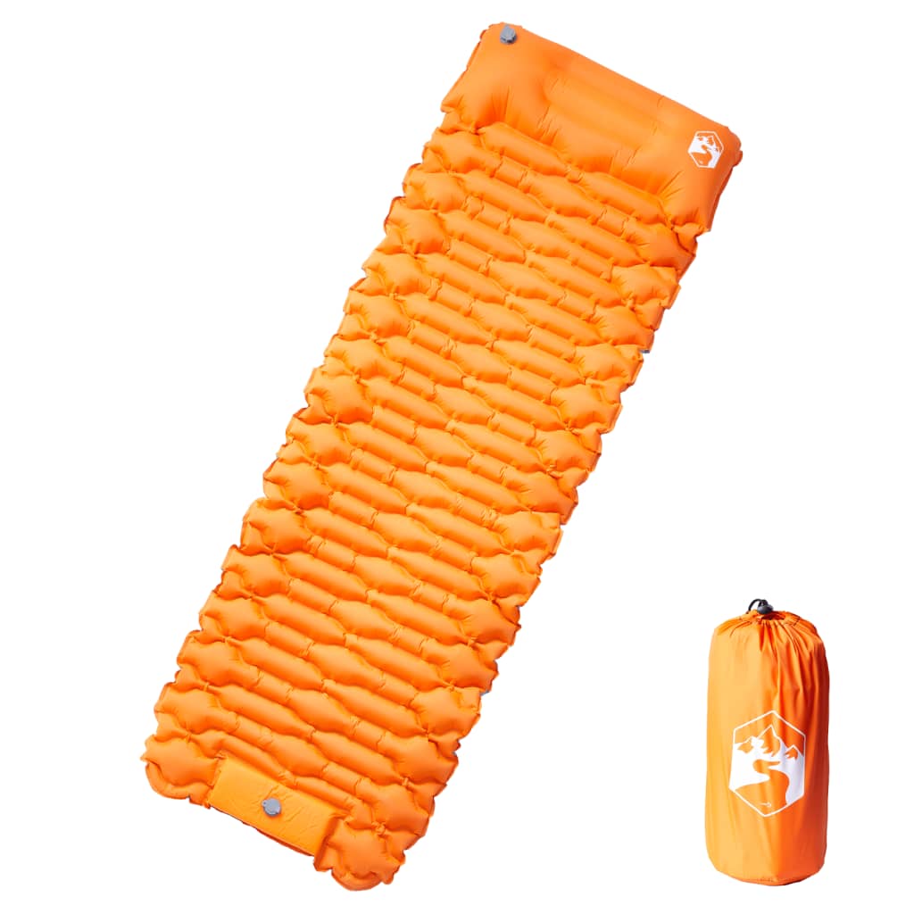 vidaXL Самонадуваем дюшек за къмпинг с възглавница за 1 човек оранжев