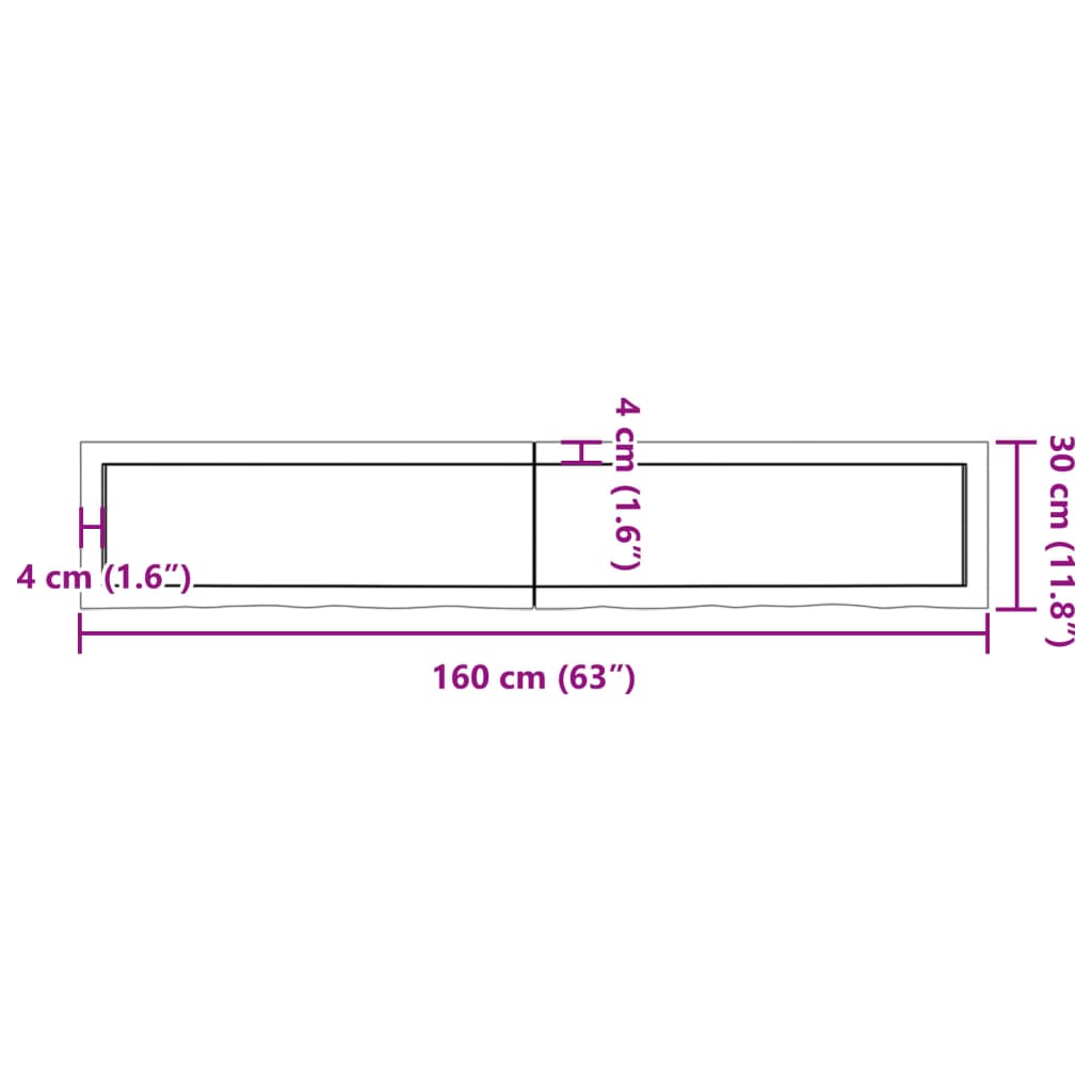 vidaXL Плот за баня 160x30x(2-6) см необработено масивно дърво