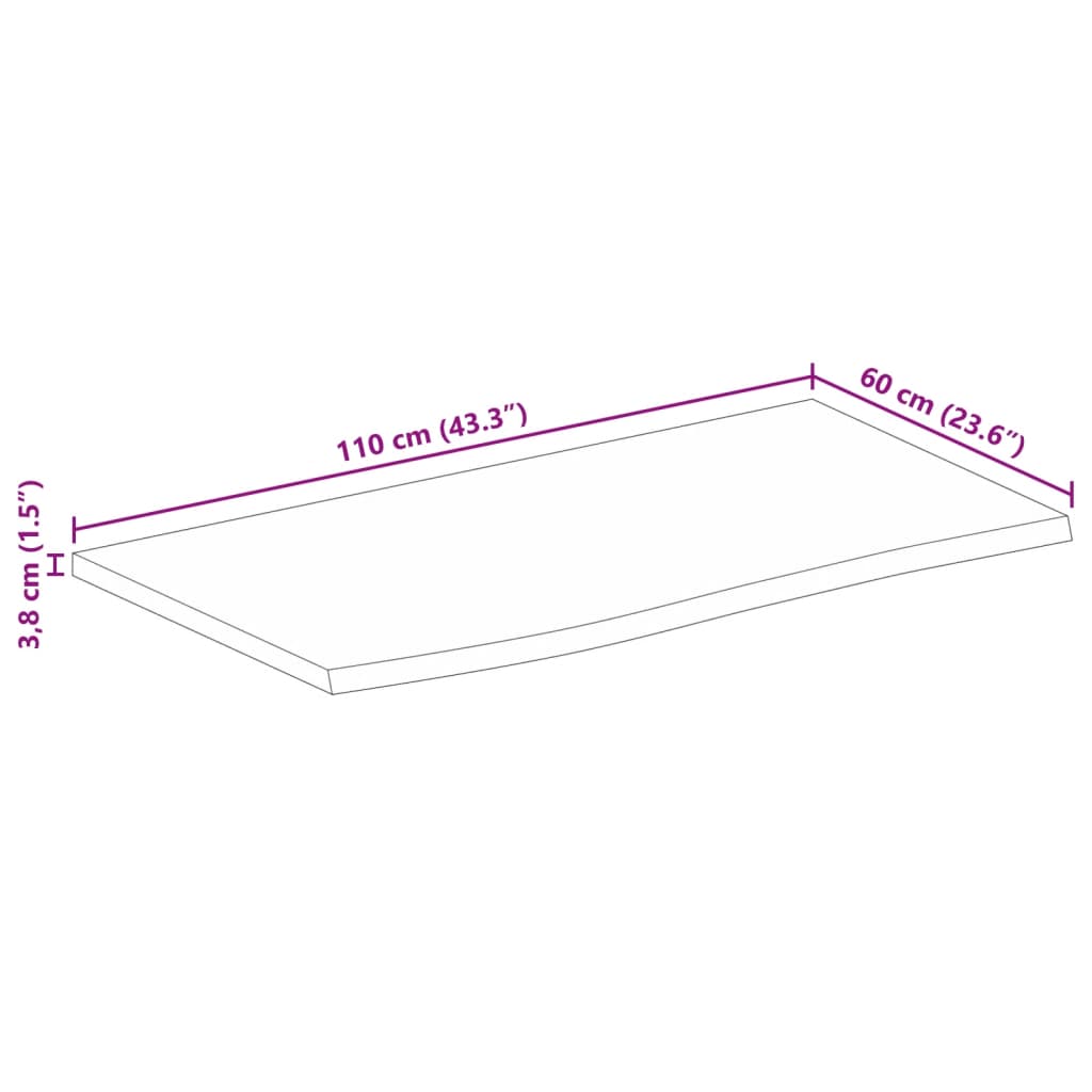 vidaXL Плот за маса, жив ръб, 110x60x3,8 см, масивно дърво манго