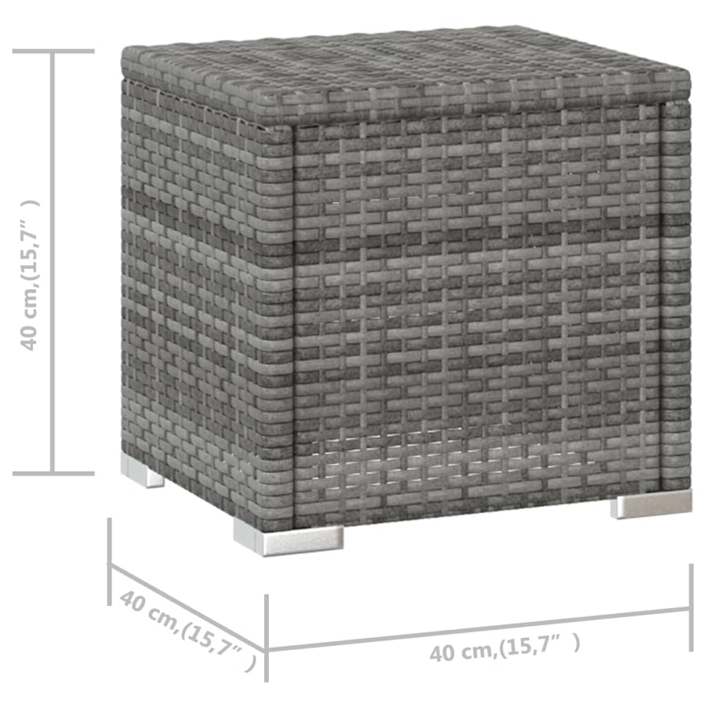 vidaXL Шезлонг с шалте и маса за чай, полиратан, сив