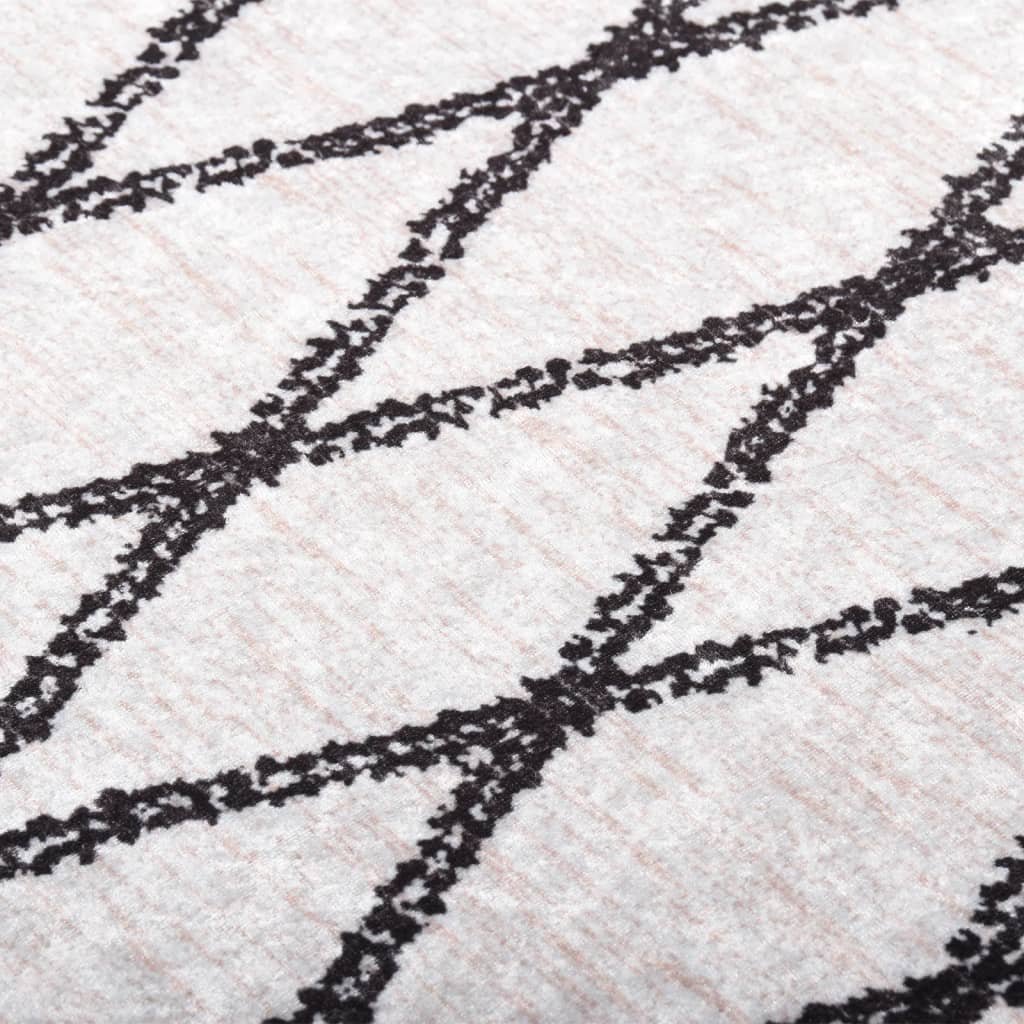 vidaXL Перящ се килим, черно и бяло, 120x170 см, противоплъзгащ