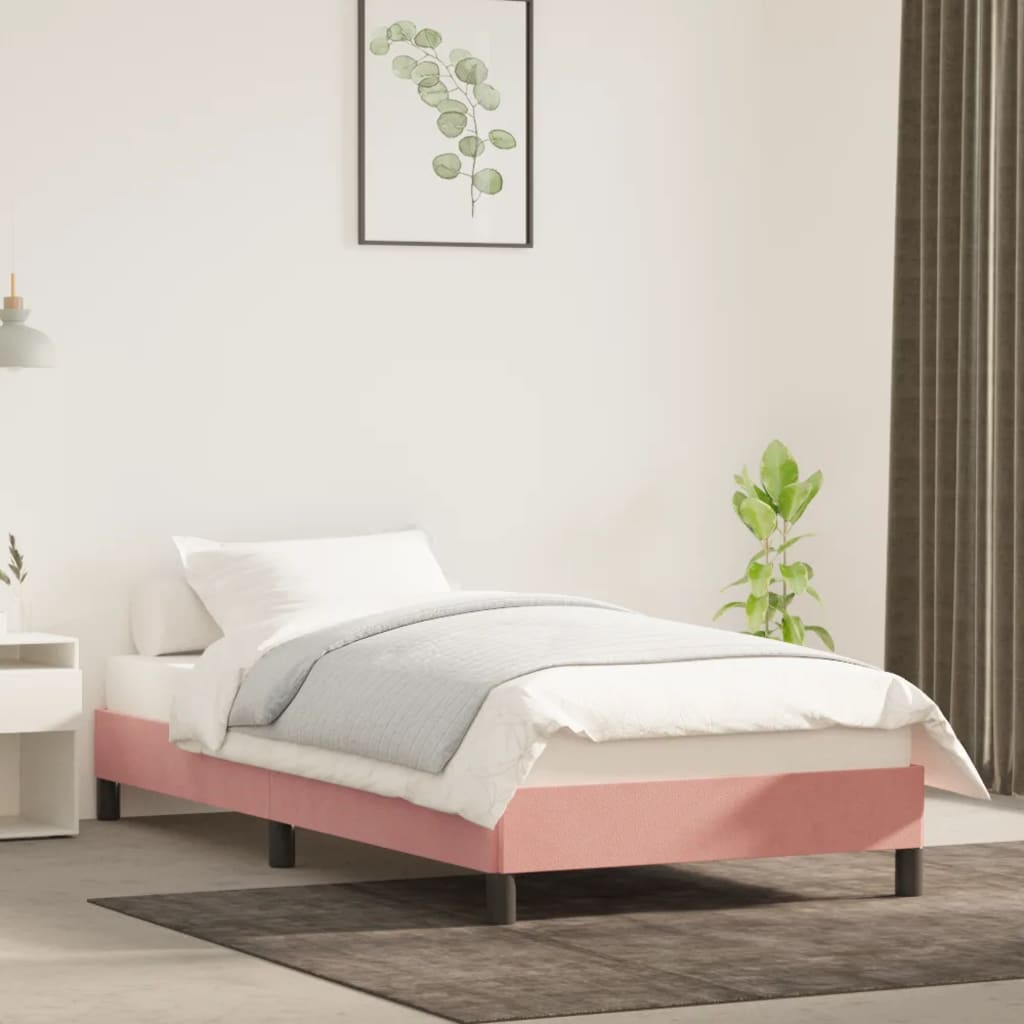 vidaXL Рамка за легло, розова, 100x200 см, кадифе