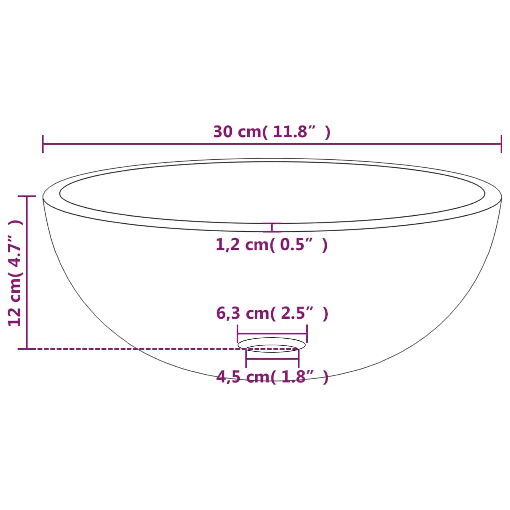 vidaXL Мивка, закалено стъкло, 30x12 см, матирана