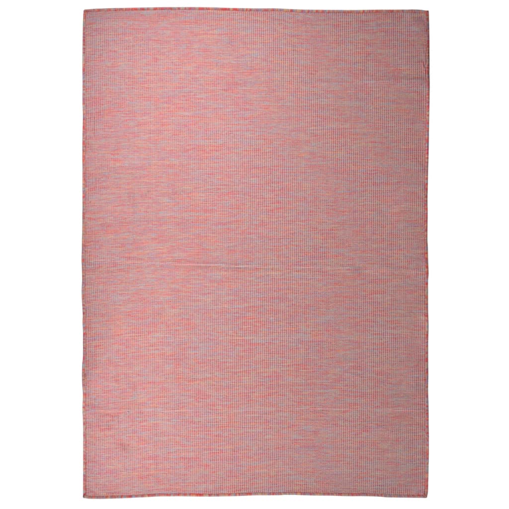 vidaXL Градински плоскотъкан килим, 140x200 см, червен