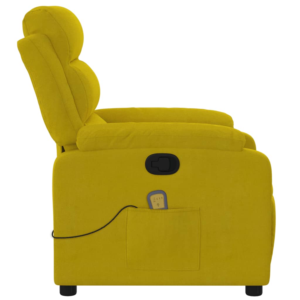 vidaXL Масажен реклайнер стол, жълт, кадифе