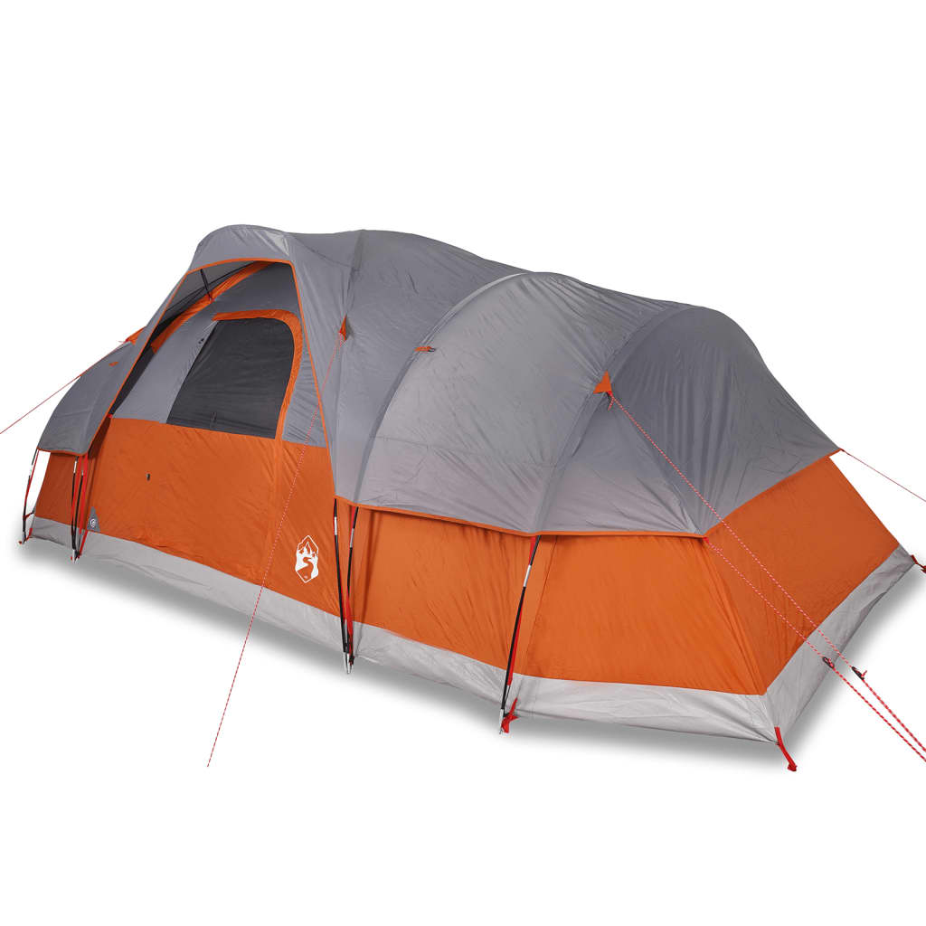 vidaXL Семейна куполна палатка 11 местна сиво-оранжева водоустойчива