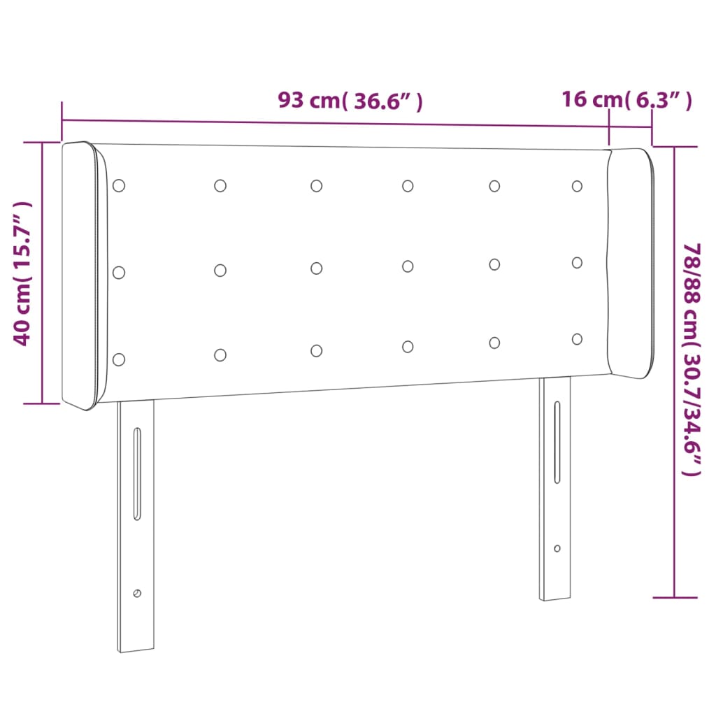 vidaXL LED горна табла за легло, зелена, 93x16x78/88 см, плат