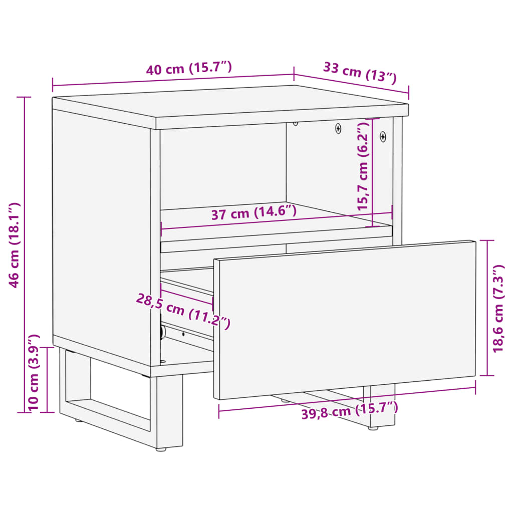 vidaXL Нощни шкафчета 2 бр 40x34x46 см регенерирано дърво масив