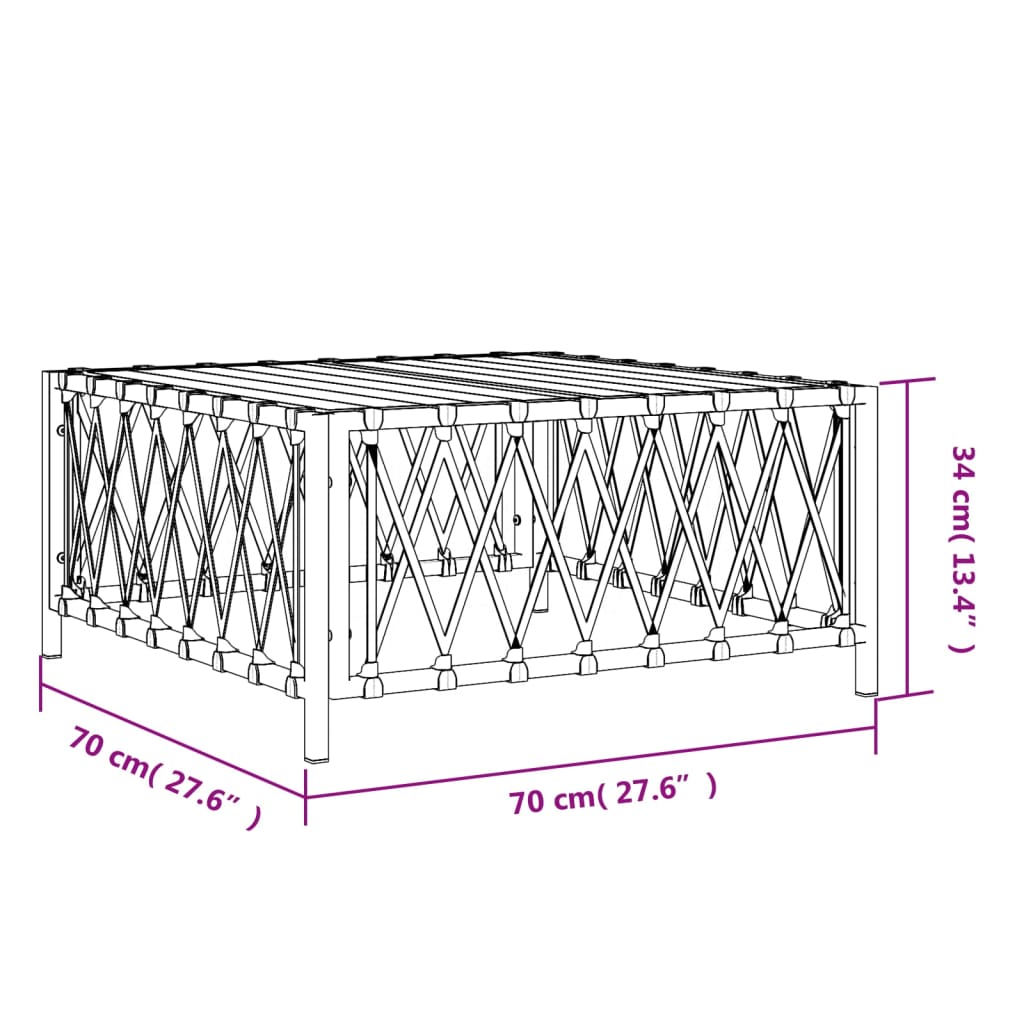 vidaXL Градинска маса, антрацит, 70x70x34 см, тъкан текстил