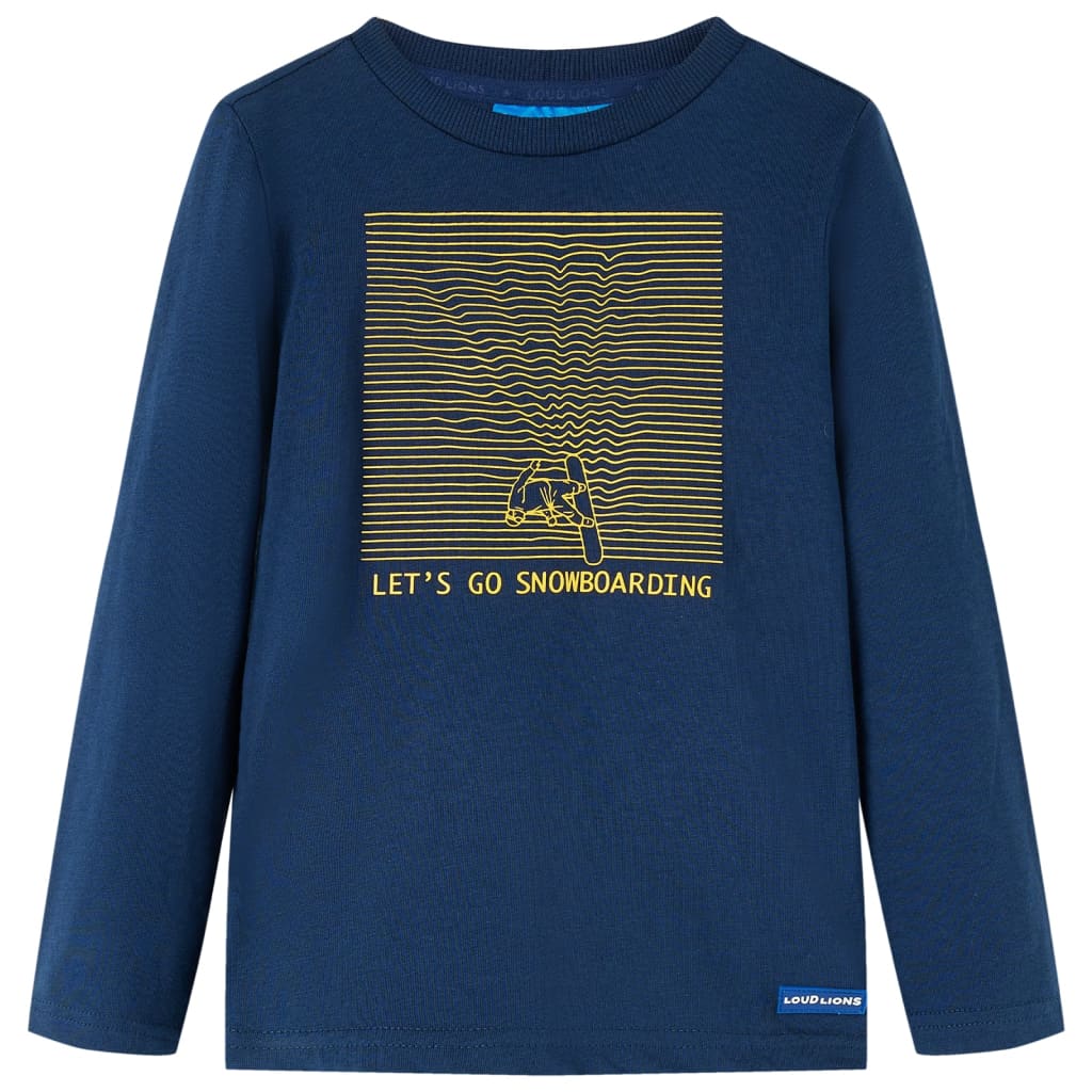 Детска тениска с дълъг ръкав, нейви синьо, 116