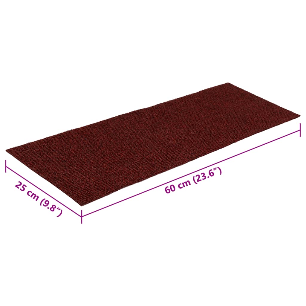 vidaXL Самозалепващи стелки за стълби, 15 бр, 60x25 см, червени