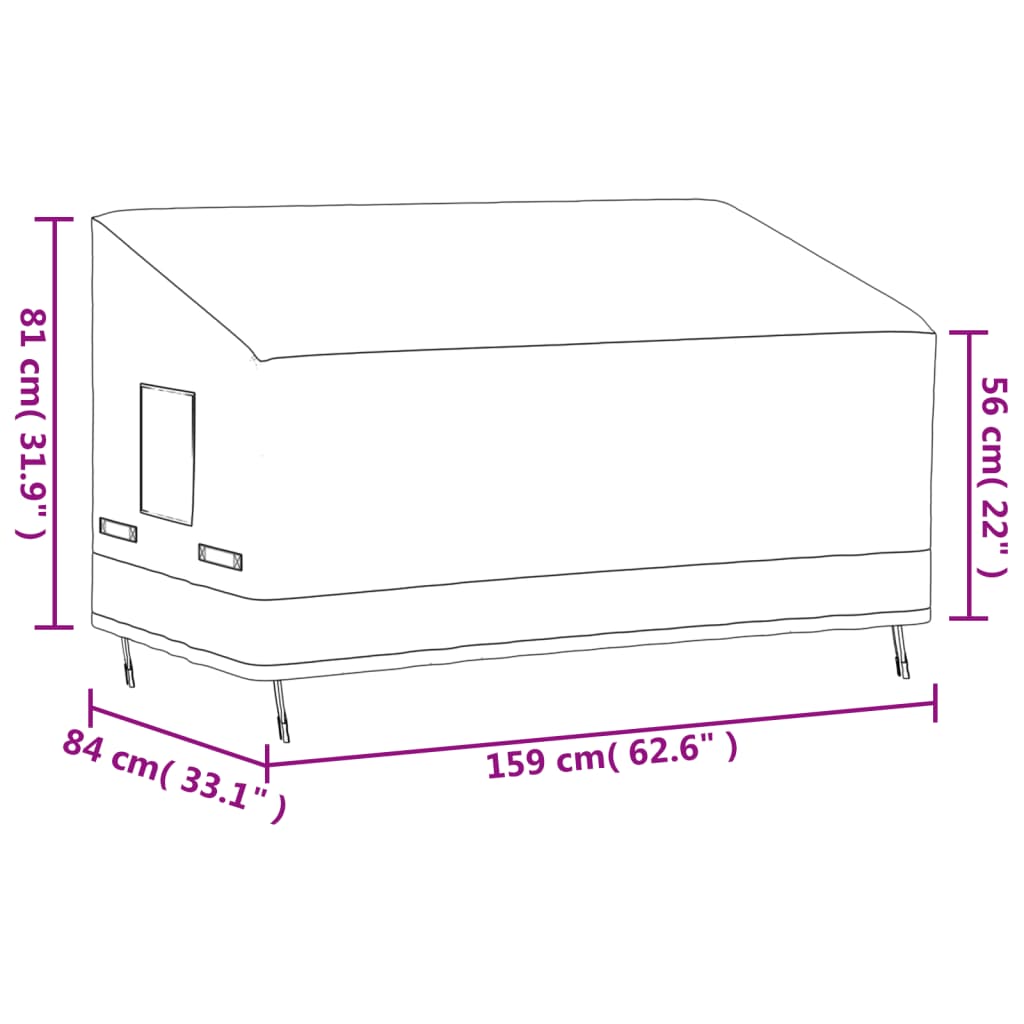 vidaXL Покривало за 3-местна пейка бежово 159x84x56/81 см 600D Оксфорд