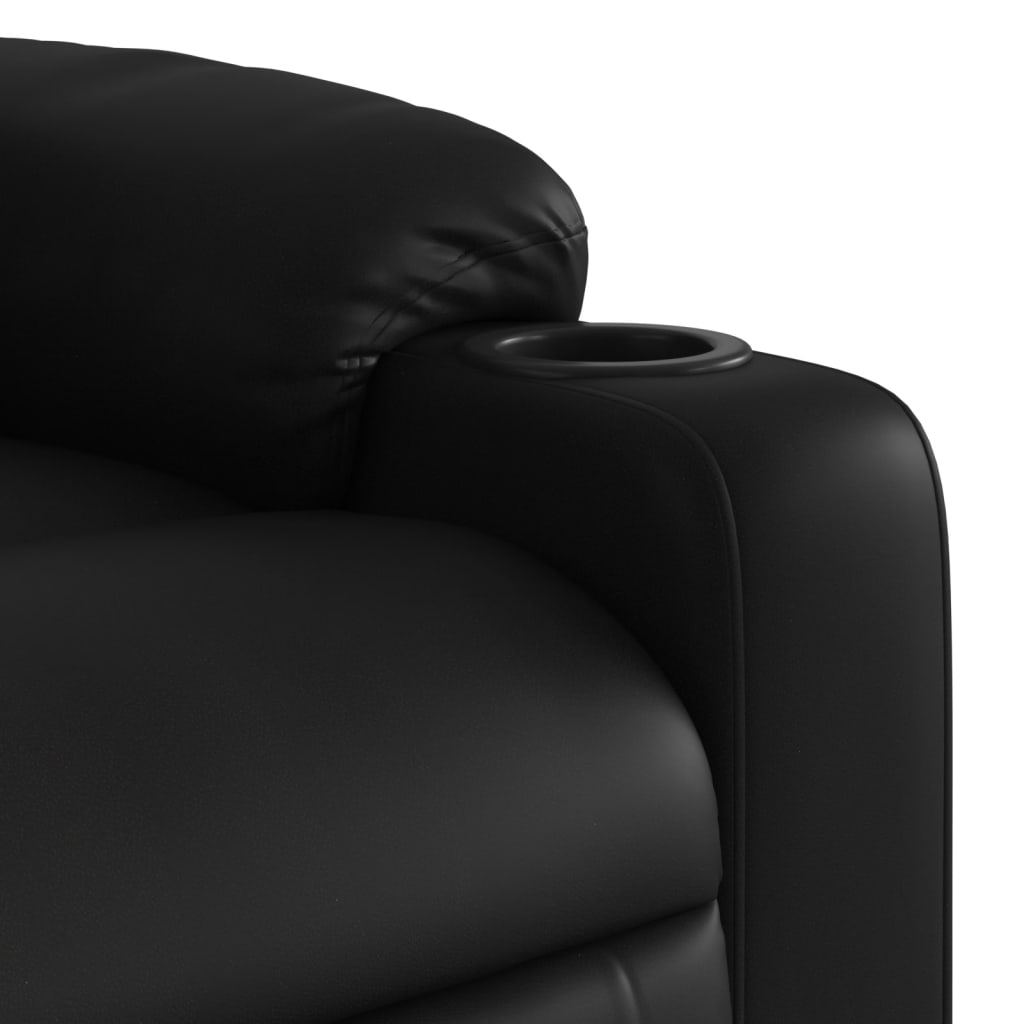 vidaXL Изправящ масажен реклайнер стол, черен, изкуствена кожа