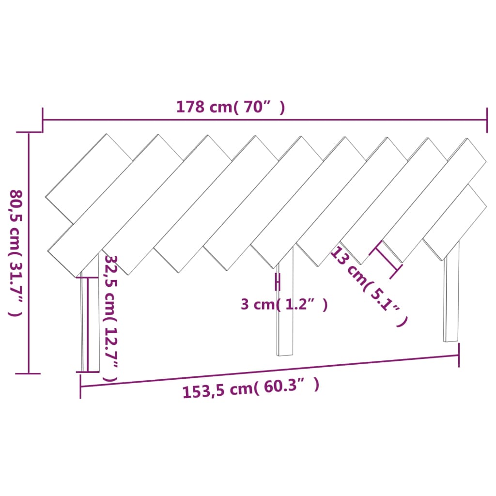 vidaXL Горна табла за легло, сива, 178x3x80,5 см, бор масив