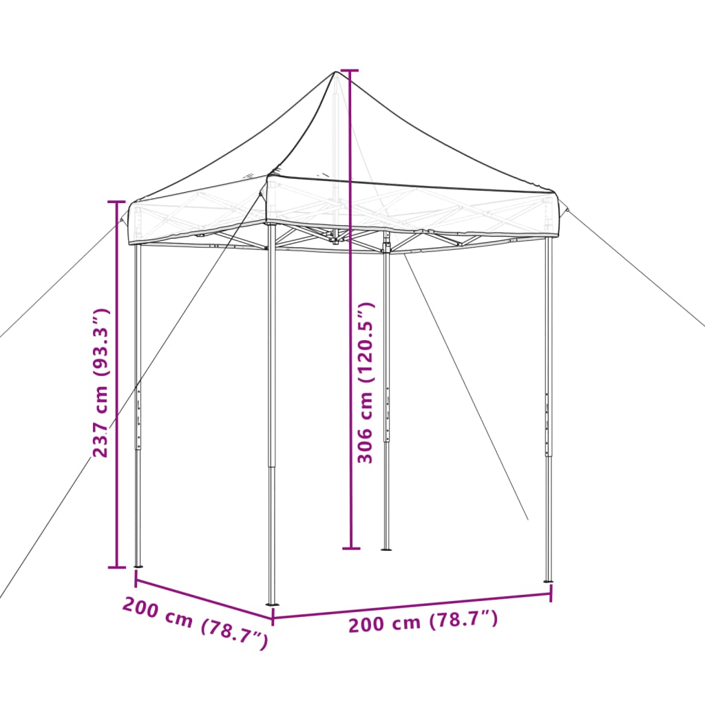 vidaXL Сгъваема парти шатра, pop-up, таупе, 200x200x306 см