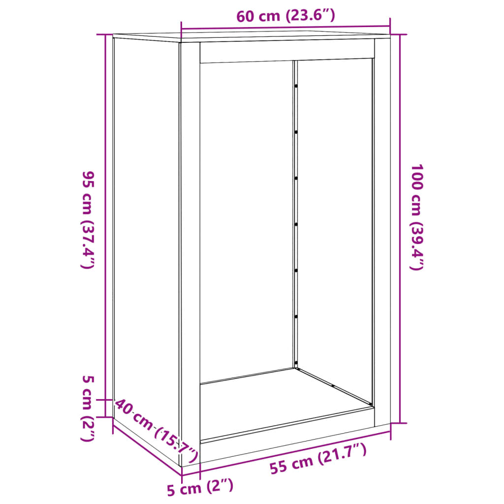 vidaXL Стойка за дърва за огрев, 60x40x100 см, кортенова стомана