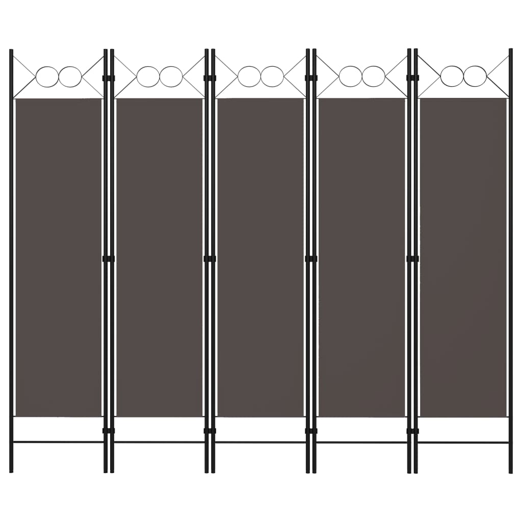 vidaXL Параван за стая, 5 панела, антрацит, 200x180 см