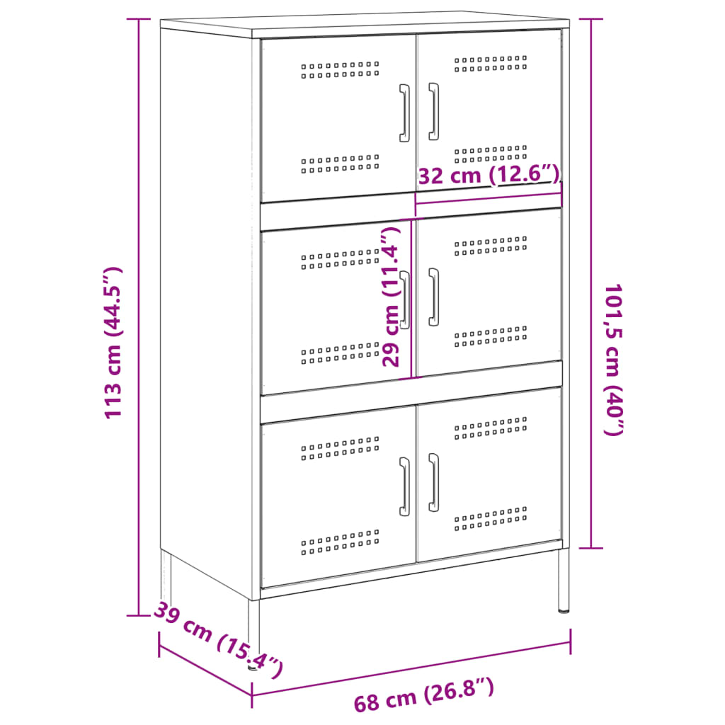 vidaXL Висок шкаф, горчица жълто, 68x39x113 см, стомана