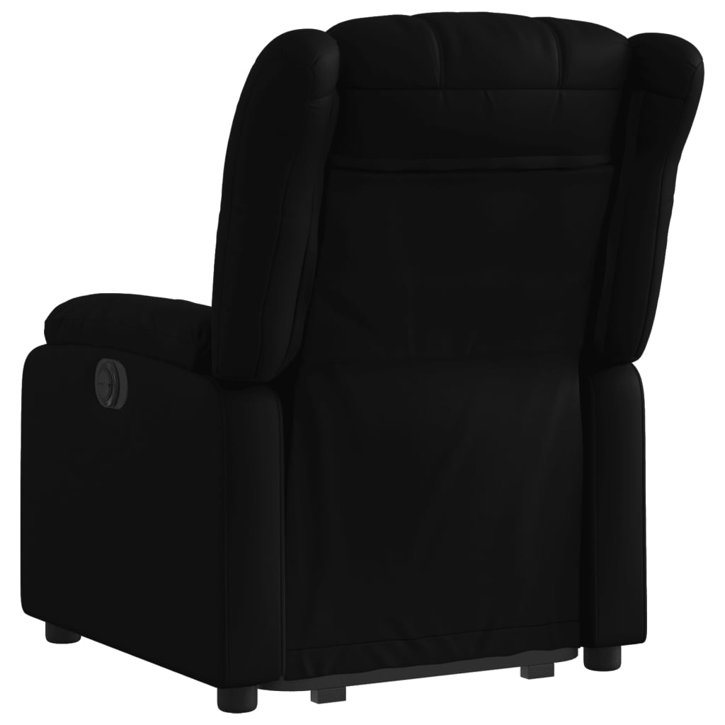 vidaXL Изправящ реклайнер стол, черен, изкуствена кожа