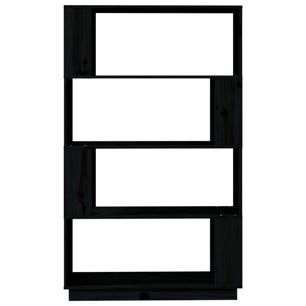 vidaXL Библиотека/разделител за стая, черна, 80x25x132 см, бор масив
