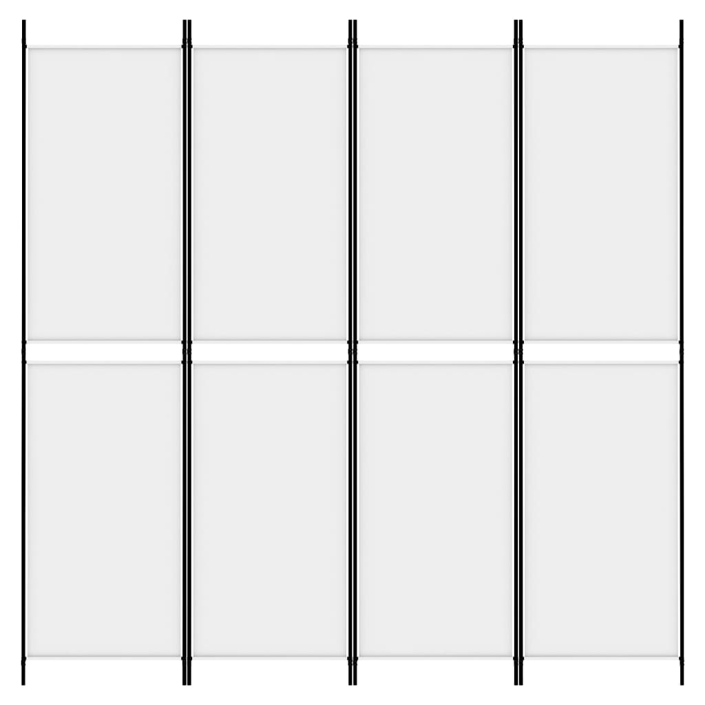 vidaXL Параван за стая, 4 панела, бял, 200x200 см, текстил