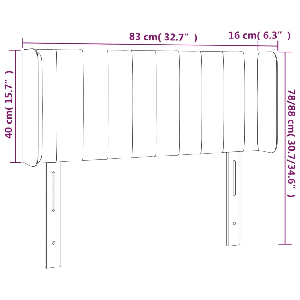 vidaXL LED горна табла за легло, синя, 83x16x78/88 см, плат