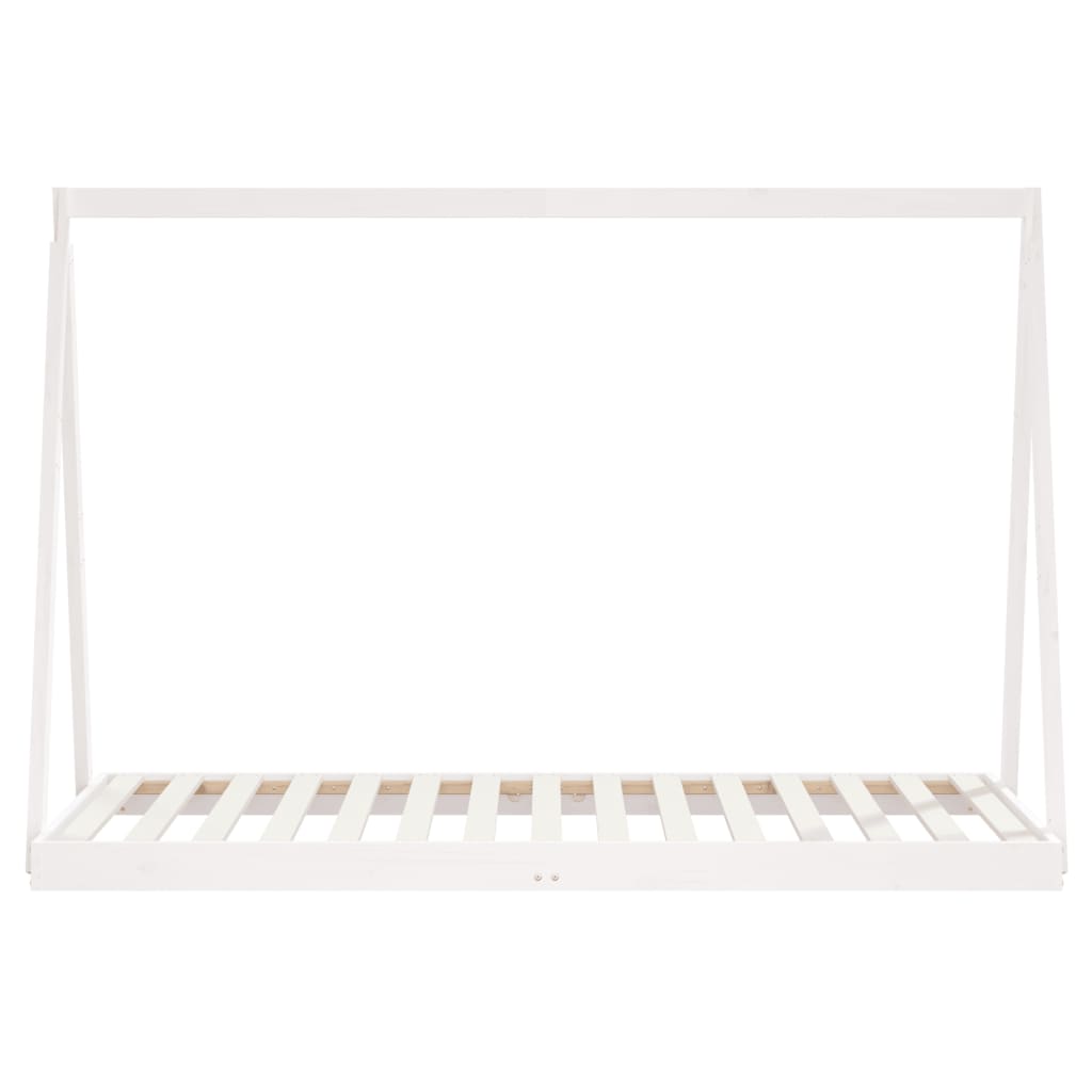 vidaXL Детска рамка за легло, бяла, 90x190 см, бор масив