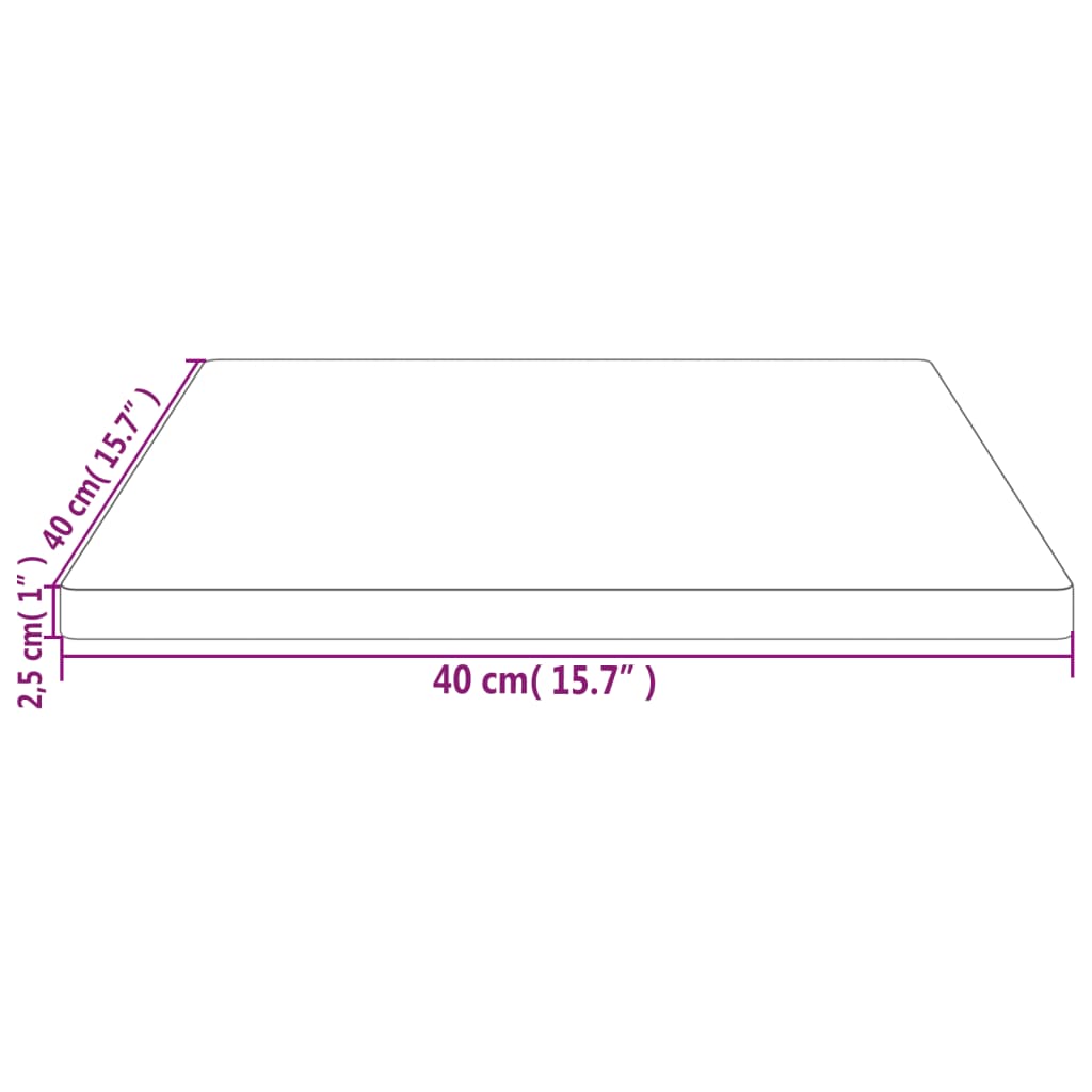 vidaXL Плот за маса, 40x40x2,5 см, бор масив, квадратен