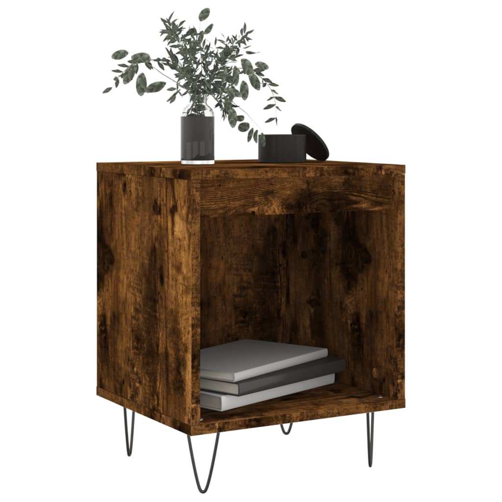 vidaXL Нощни шкафчета, 2 бр, опушен дъб, 40x35x50 см, инженерно дърво