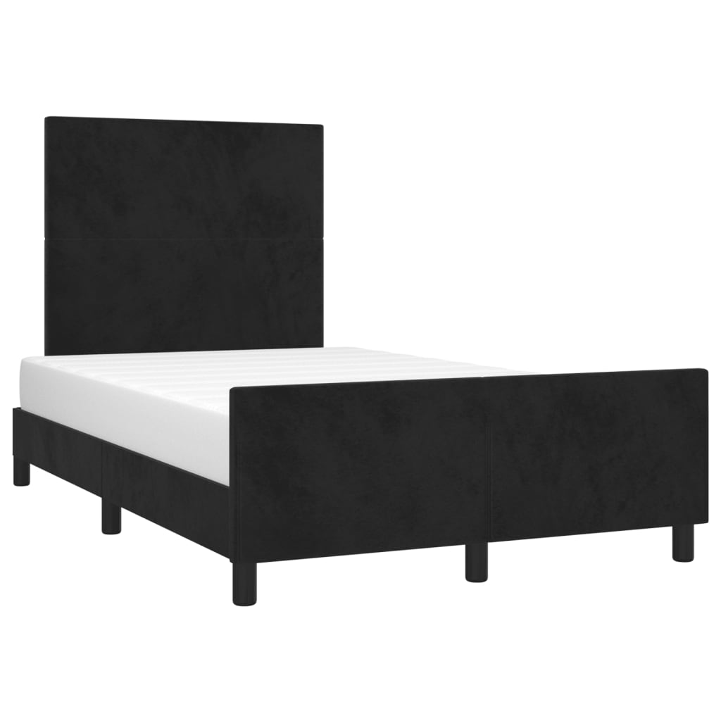 vidaXL Рамка за легло с табла, черна, 120x190 см, кадифе