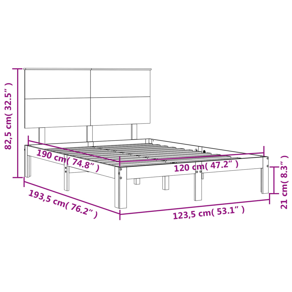 vidaXL Рамка за легло с табла бяла 4FT Small Double масивна дървесина