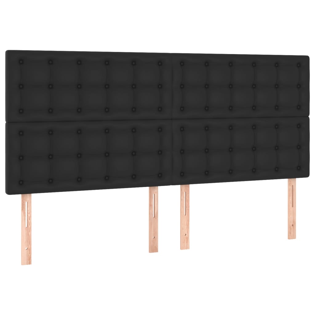 vidaXL Горни табли за легло,4 бр, черни,80x5x78/88 см, изкуствена кожа