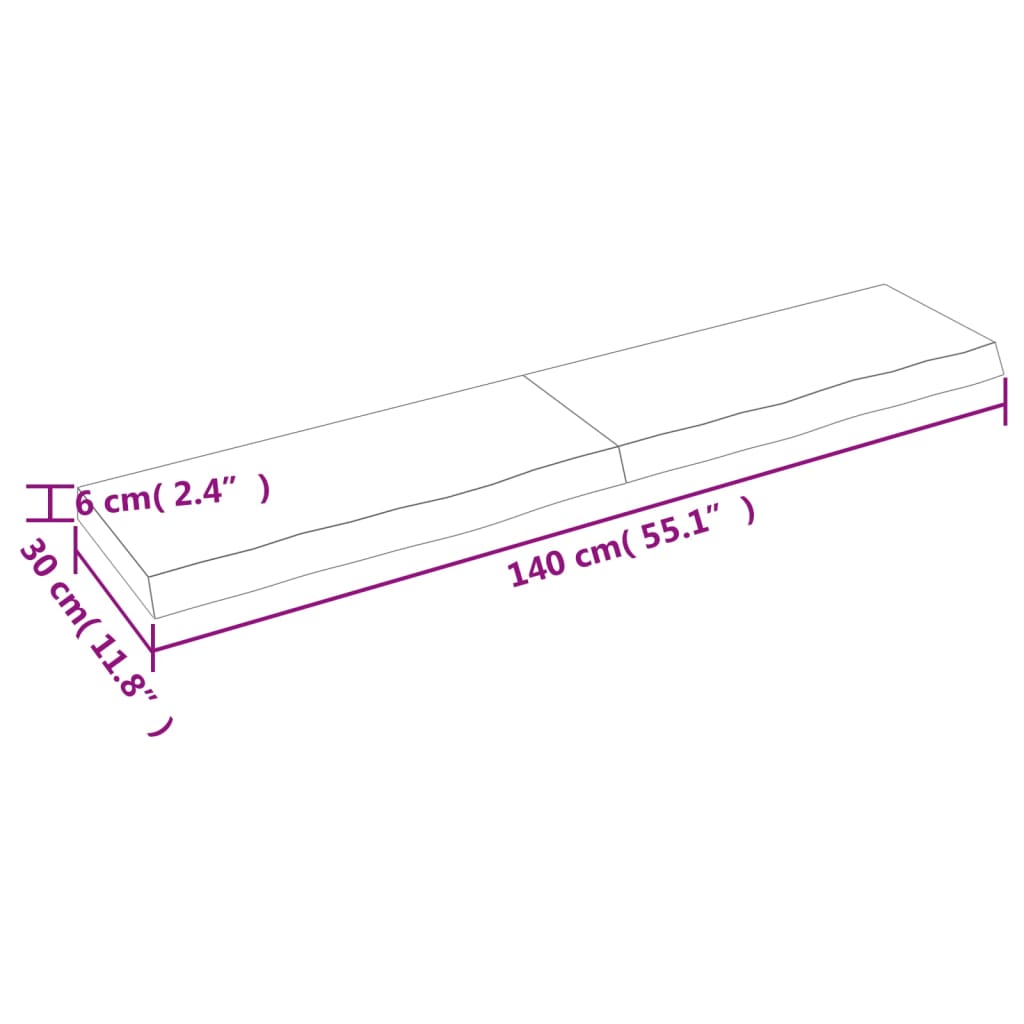 vidaXL Плот за баня тъмнокафяв 140x30x(2-6)см обработено масивно дърво