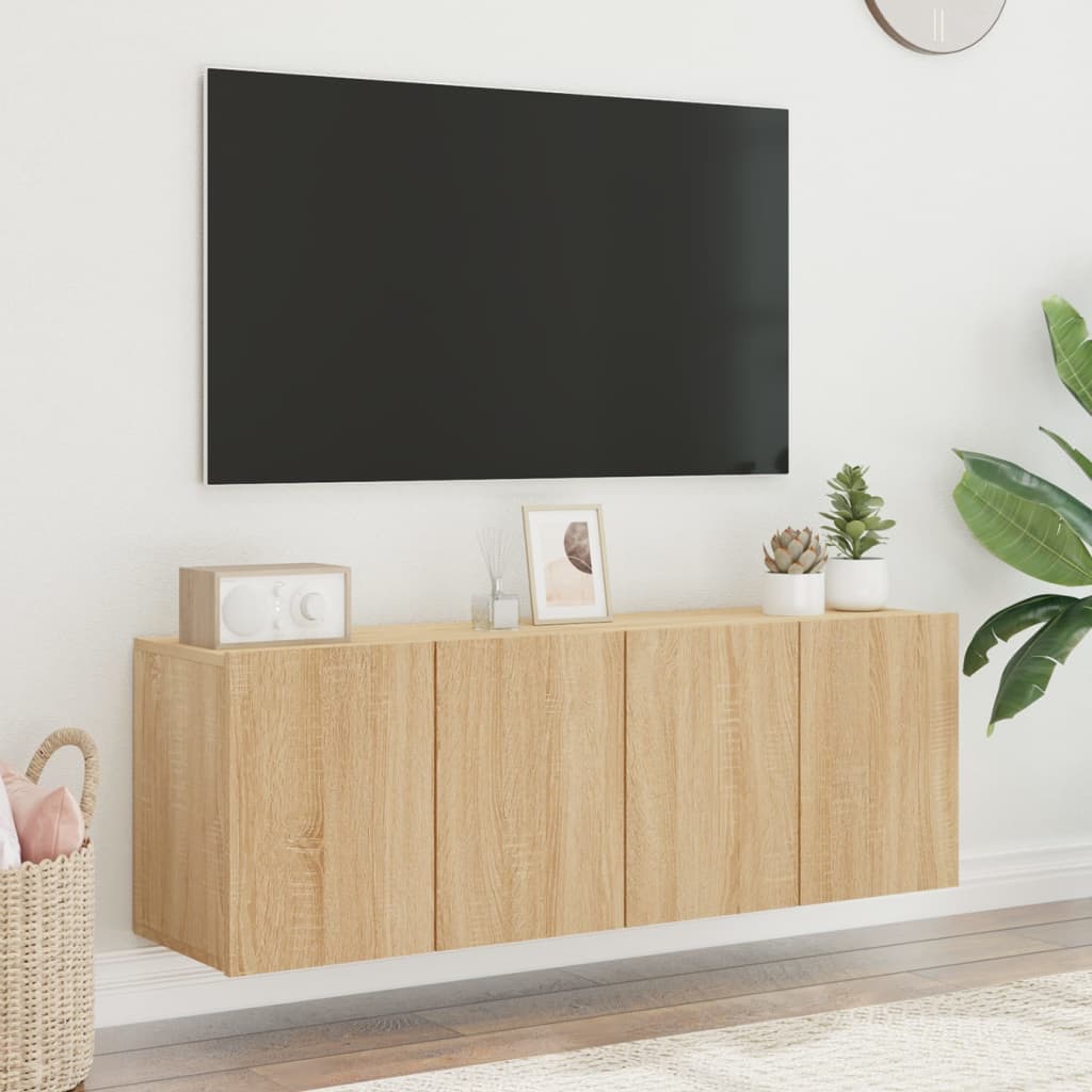vidaXL ТВ шкафове за стенен монтаж, 2 бр, сонома дъб, 60x30x41 см