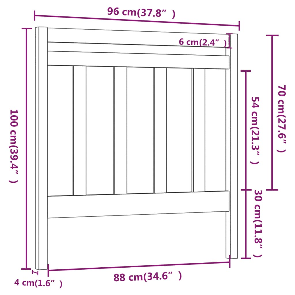 vidaXL Горна табла за легло, 96x4x100 см, бор масив