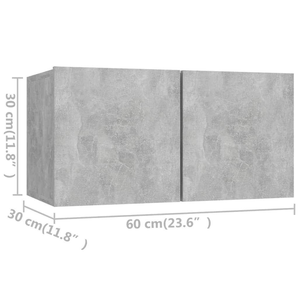 vidaXL Комплект ТВ шкафове от 3 части, бетонно сиви, инженерно дърво