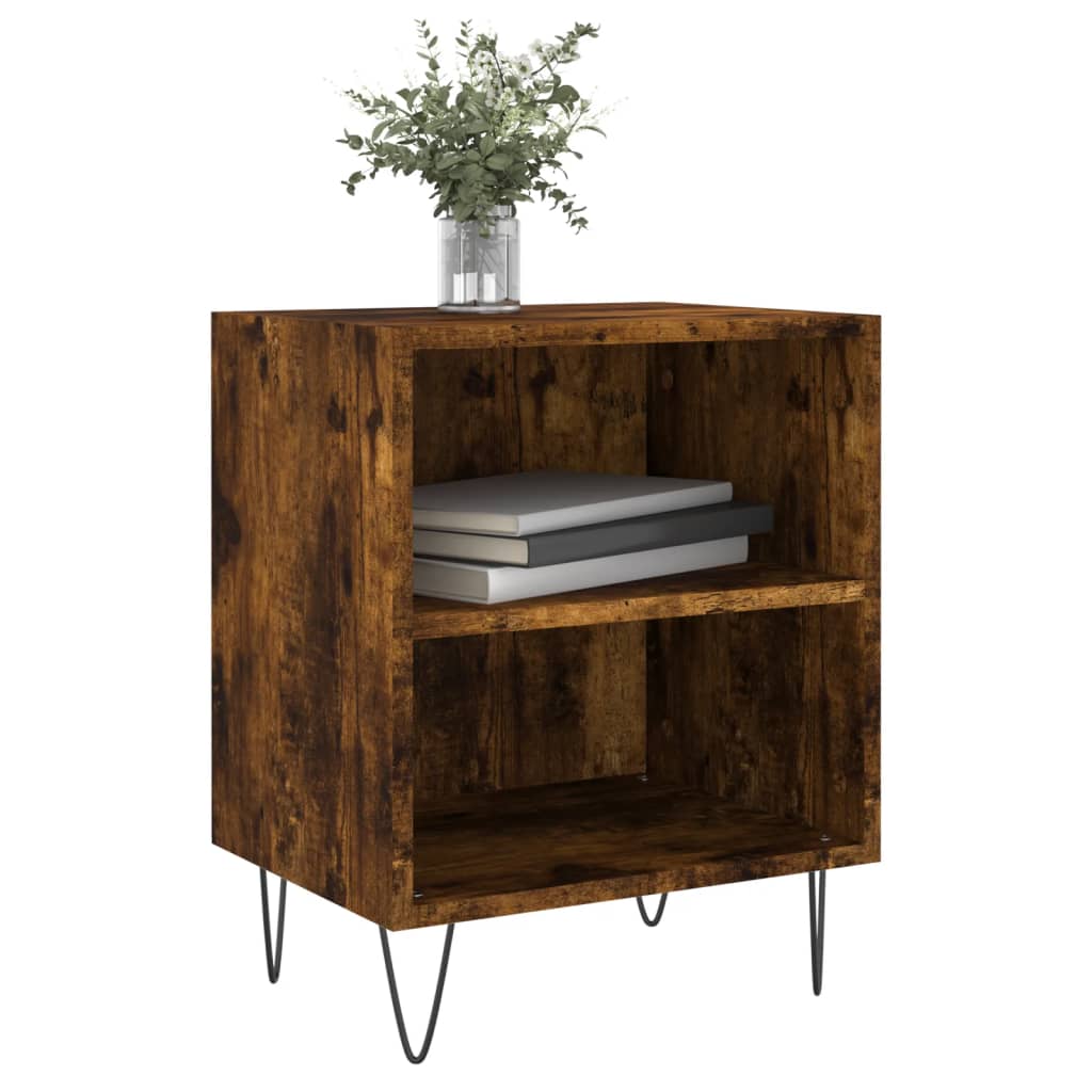 vidaXL Нощно шкафче, опушен дъб, 40x30x50 см, инженерно дърво