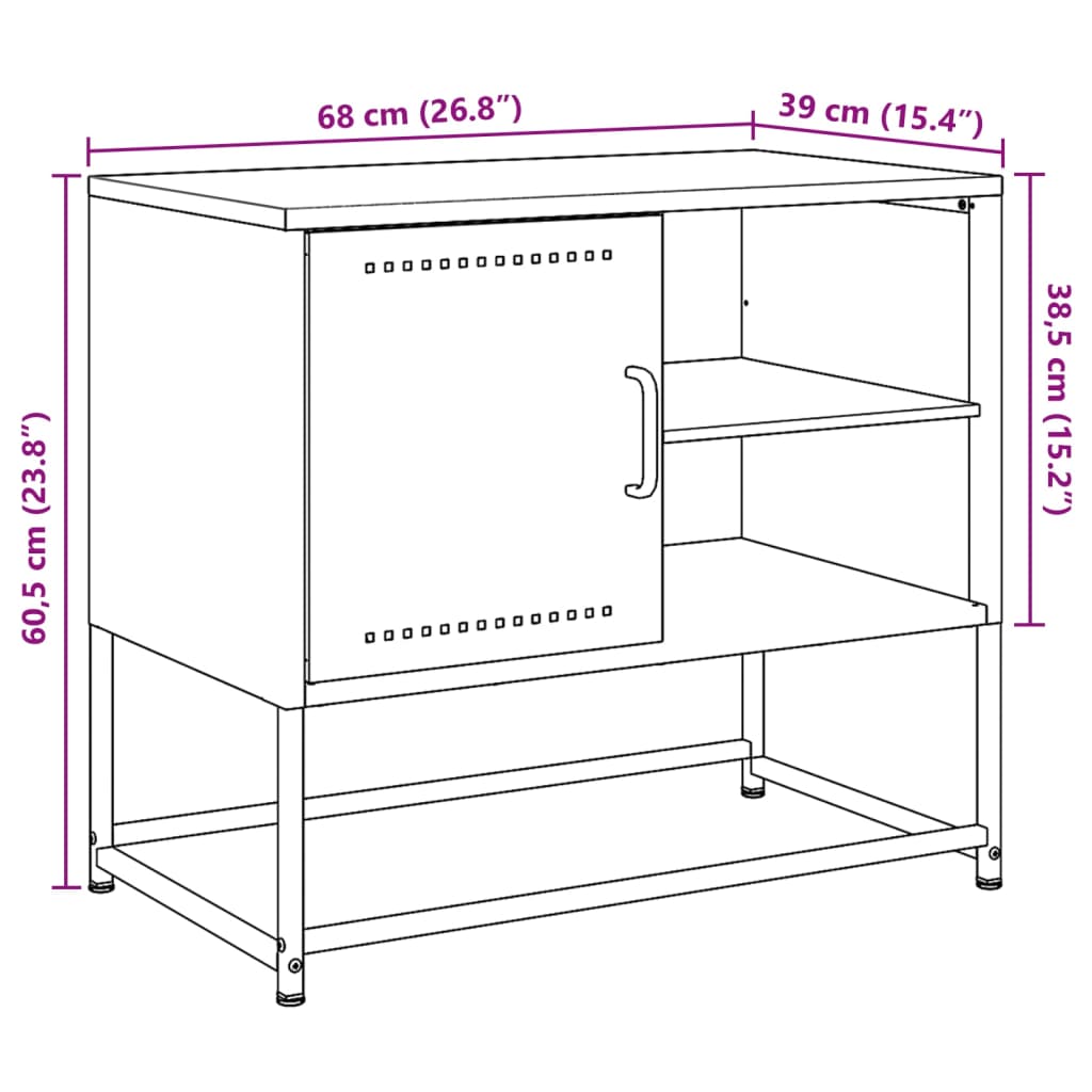 vidaXL ТВ шкаф, горчица жълто, 100,5x39x60,5 см, стомана