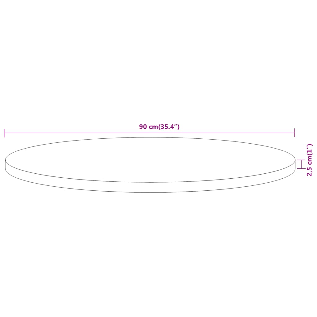 vidaXL Плот за маса, Ø90x2,5 см, кръгъл, акациево дърво масив