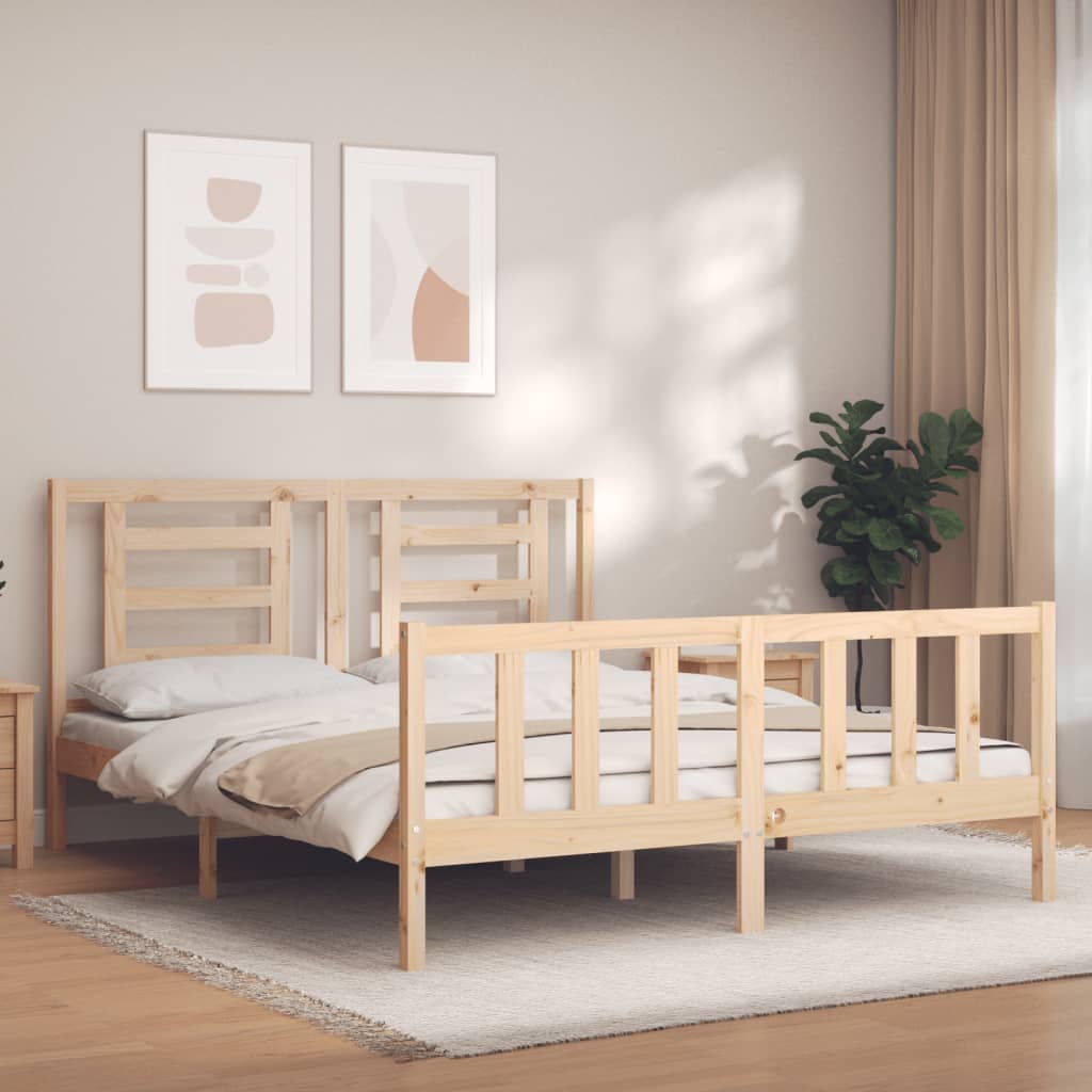 vidaXL Рамка за легло с табла 5FT King Size масивно дърво