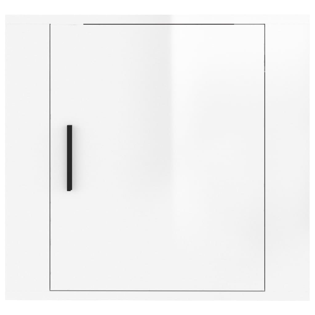 vidaXL Нощни шкафчета за стенен монтаж, 2 бр, бял гланц, 50x30x47 см