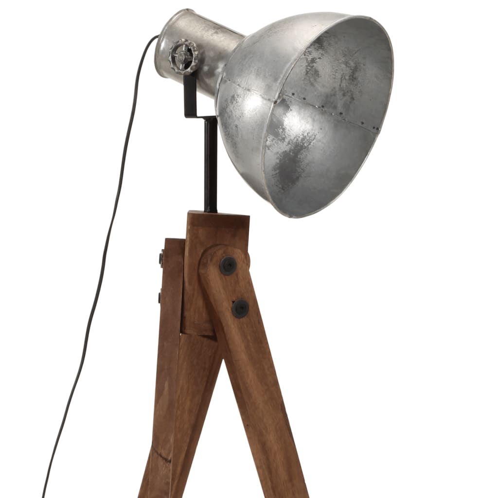 vidaXL Подова лампа, 25 W, винтидж, сребриста, 45x45x120 см, E27